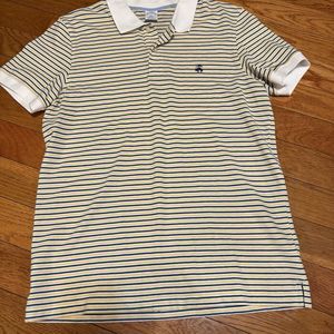 Brooks Brothers Polo Shirt Mens XL Short Sleeve Yellow/Blue Slim Fit Performance